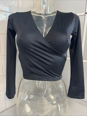 Bal Togs Spandex Wrap Front Bell Sleeve Ballet Top M NWT
